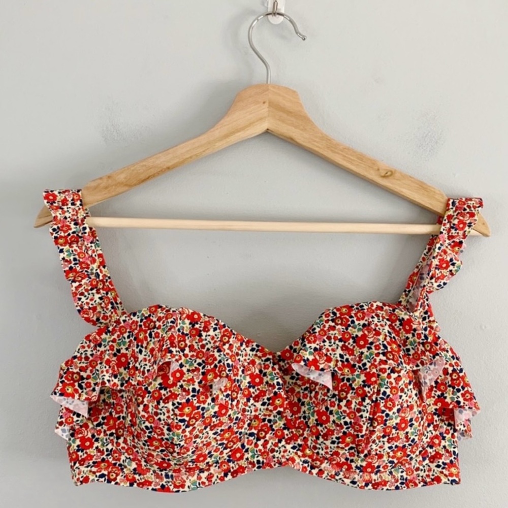 J.Crew Floral Red Women's Underwire Bikini, 36D